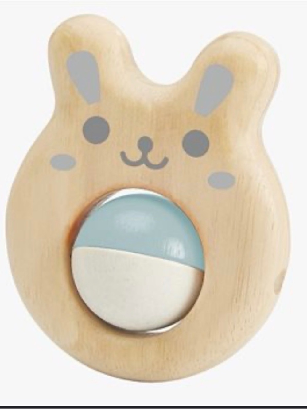 Pottery Barn Kids Wooden Bunny Rattle - Light Blue & Natural